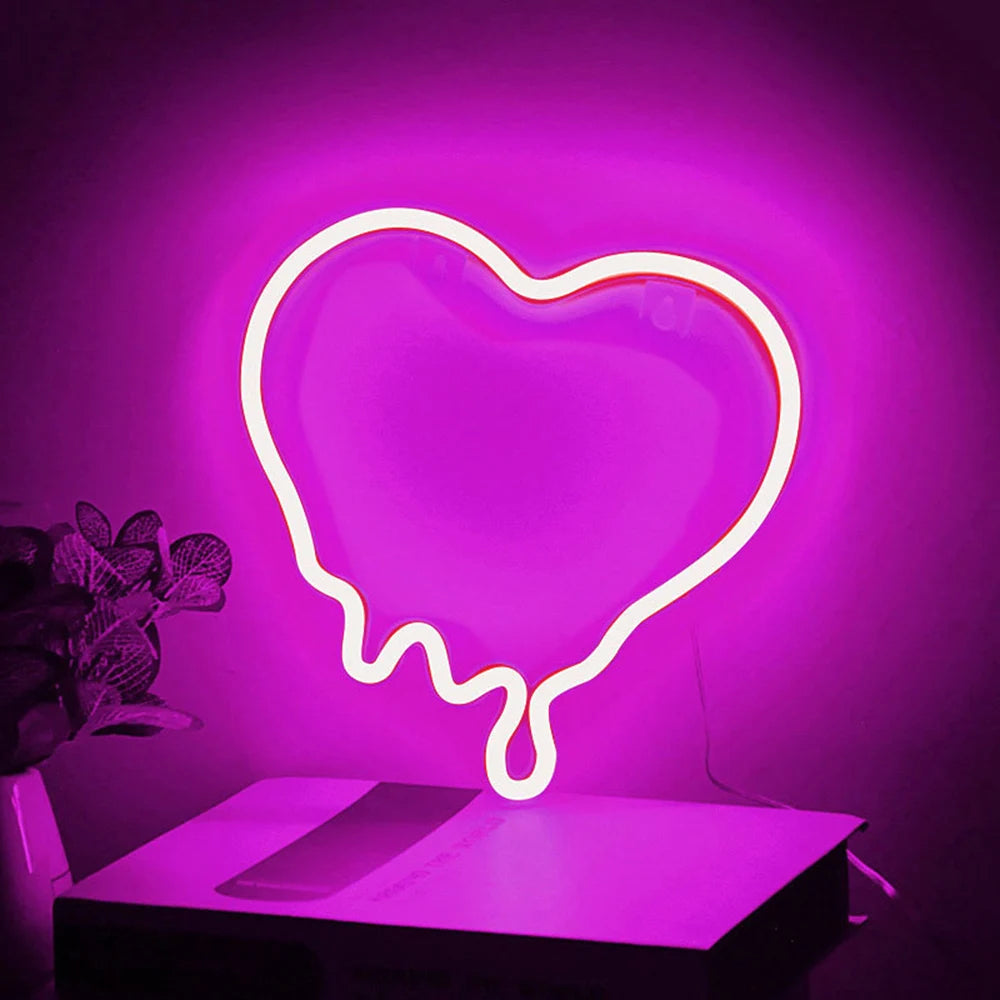 USB/Battery LED Neon Lights Sign for Wall Art Decor Heart Gaming Bar Bedroom Decoration Hanging Neon Sign Party Alien Night Lamp