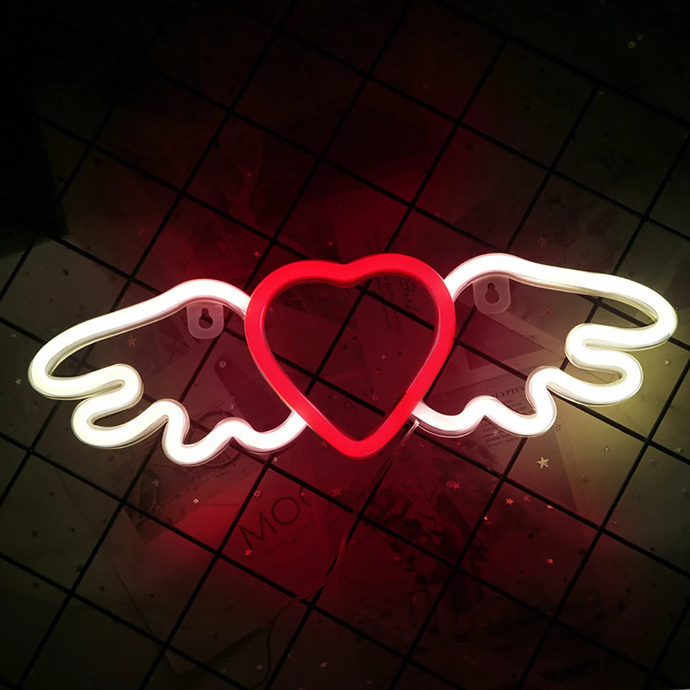 USB/Battery LED Neon Lights Sign for Wall Art Decor Heart Gaming Bar Bedroom Decoration Hanging Neon Sign Party Alien Night Lamp