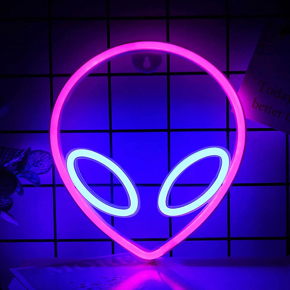 USB/Battery LED Neon Lights Sign for Wall Art Decor Heart Gaming Bar Bedroom Decoration Hanging Neon Sign Party Alien Night Lamp